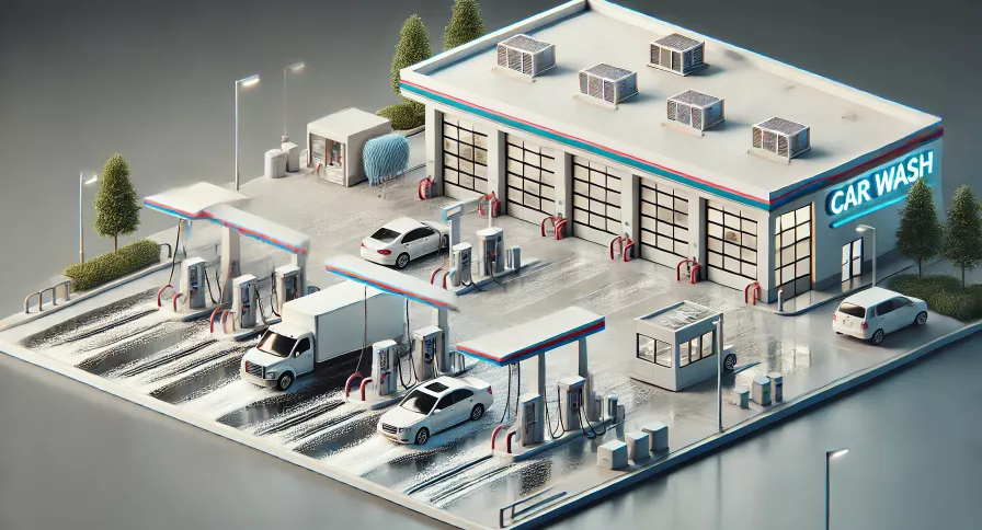 Generic gas station with an attached car wash