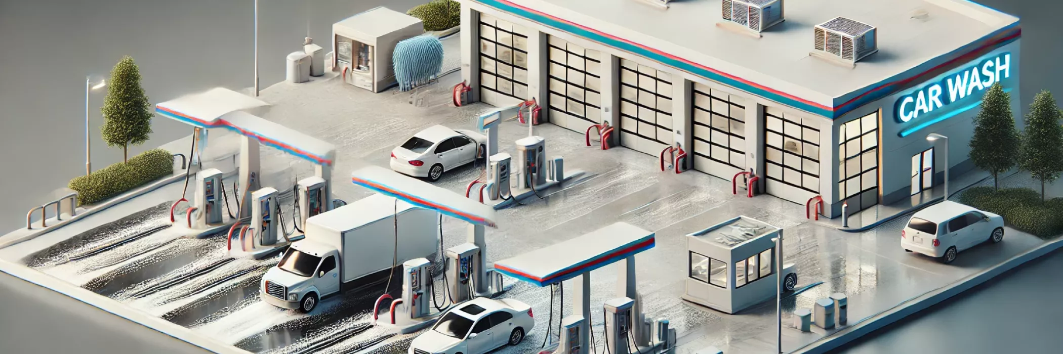 Generic gas station with an attached car wash