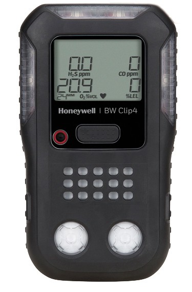 BW Clip 4 - Bärbar, enkel detektering av fyra gaser som alltid är på.